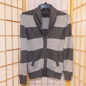 Tommy Hilfiger Striped Gray Cardigan Sweater S